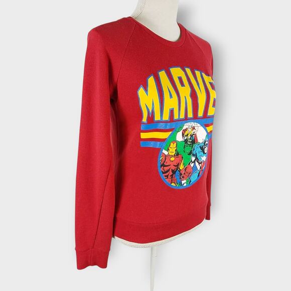 Marvel Avengers Sweatshirt Crew Neck Retro Red Superhero Iron Man Thor Size S - Picture 2 of 7